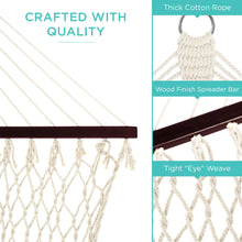 Load image into Gallery viewer, Cotton Rope 2-Person Double Hammock w/ Spreader Bars, Carrying Case
