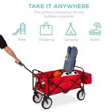 Load image into Gallery viewer, Utility Wagon Cart w/ Folding Design, 2 Cup Holders, Removable Canopy
