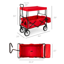 Load image into Gallery viewer, Utility Wagon Cart w/ Folding Design, 2 Cup Holders, Removable Canopy
