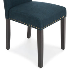 Load image into Gallery viewer, Set of 2 Upholstered Parsons Accent Dining Chairs w/ Wood Legs, Studded Trim
