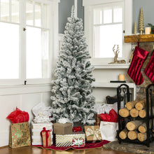 Load image into Gallery viewer, Snow Flocked Artificial Pencil Christmas Tree w/ Stand
