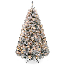 Load image into Gallery viewer, Pre-Lit Snow Flocked Artificial Pine Christmas Tree w/ Warm White Lights

