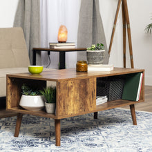 Load image into Gallery viewer, Wooden Mid-Century Modern Retro  Coffee Accent Table w/ Open Storage Shelf
