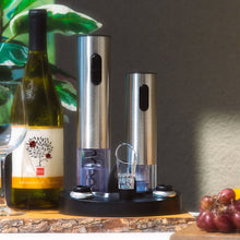 Load image into Gallery viewer, Electric Stainless Steel Wine Opener Set w/ Aerator, Foil Cutter, Charger
