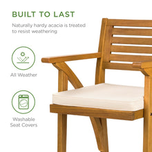 Load image into Gallery viewer, Set of 2 Outdoor Acacia Wood Bar Stools Chairs w/ Weather-Resistant Cushions
