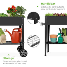Load image into Gallery viewer, Elevated Ergonomic Mobile Raised Metal Garden Planter w/ Wheels - 38x16x32in
