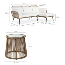 Load image into Gallery viewer, Rope Woven Sectional, L-Shape Sofa Set w/ Detachable Lounger, Table
